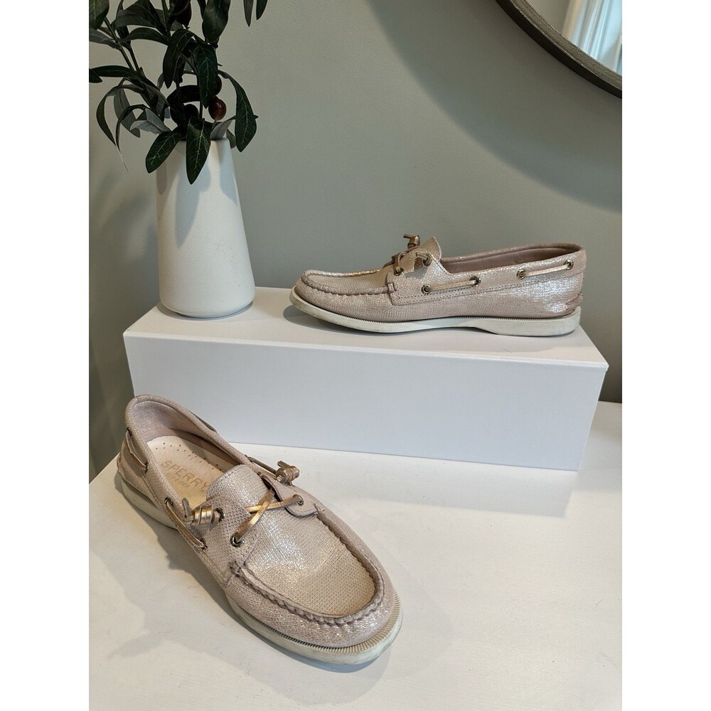 Sperry Top-Sider Rose Gold Metallic Koifish Boat Shoes Slip-On Sneakers Size 8